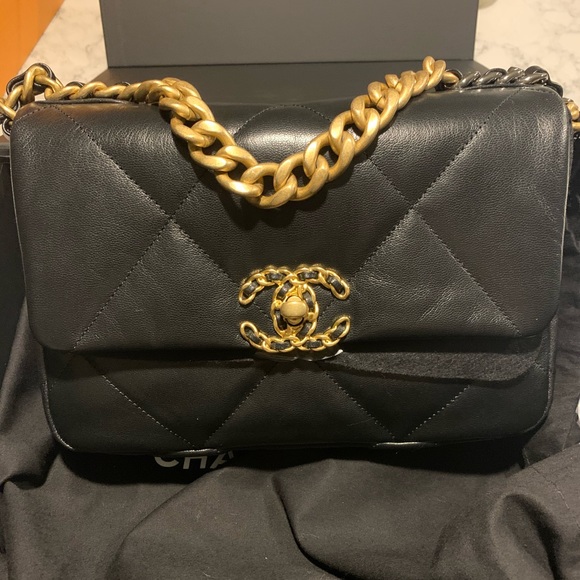 CHANEL Handbags - NWT Small Black Goatskin Chanel 19